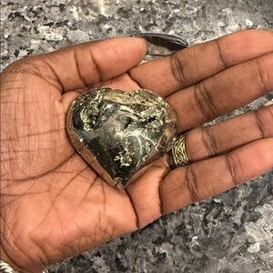 Shimmering Pyrite Heart Palm Stone